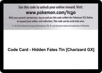 Code Card - Hidden Fates Tin [Charizard GX]