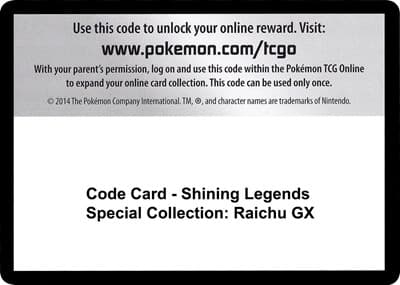 Code Card - Shining Legends Special Collection: Raichu GX