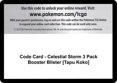 Code Card - Celestial Storm 3 Pack Booster Blister [Tapu Koko]