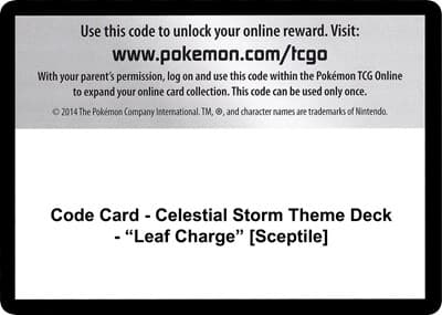 Code Card - Celestial Storm Theme Deck - "Leaf Charge" [Sceptile]