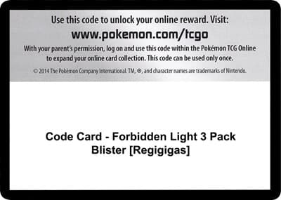 Code Card - Forbidden Light 3 Pack Blister [Regigigas]