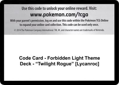 Code Card - Forbidden Light Theme Deck - "Twilight Rogue" [Lycanroc]