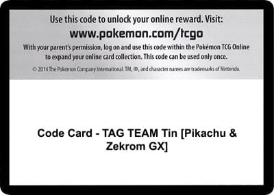 Code Card - TAG TEAM Tin [Pikachu & Zekrom GX]
