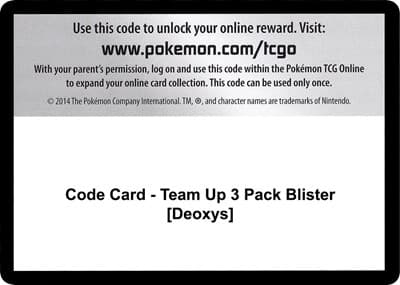 Code Card - Team Up 3 Pack Blister [Deoxys]