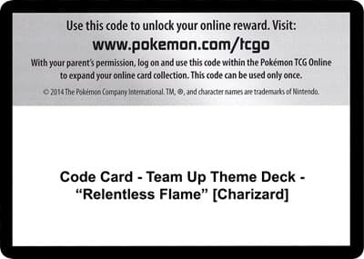 Code Card - Team Up Theme Deck - "Relentless Flame" [Charizard]