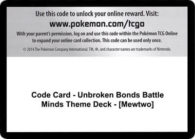 Code Card - Unbroken Bonds Battle Minds Theme Deck - [Mewtwo]