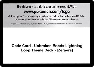Code Card - Unbroken Bonds Lightning Loop Theme Deck - [Zeraora]