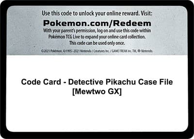 Code Card - Detective Pikachu Case File [Mewtwo GX]