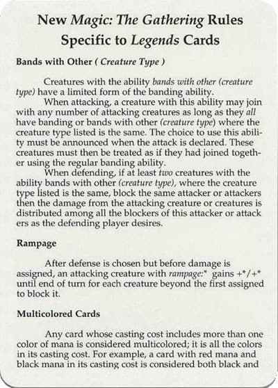 Legends Rules Card