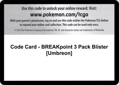 Code Card - BREAKpoint 3 Pack Blister [Umbreon]