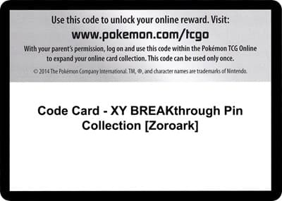 Code Card - XY BREAKthrough Pin Collection [Zoroark]