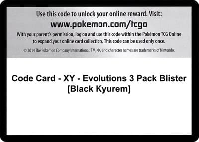 Code Card - XY - Evolutions 3 Pack Blister [Black Kyurem]