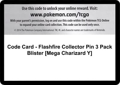 Code Card - Flashfire Collector Pin 3 Pack Blister [Mega Charizard Y]