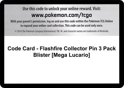 Code Card - Flashfire Collector Pin 3 Pack Blister [Mega Lucario]
