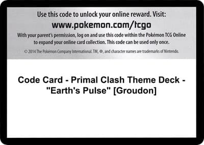 Code Card - Primal Clash Theme Deck - "Earth's Pulse" [Groudon]