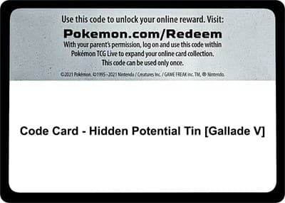 Code Card - Hidden Potential Tin [Gallade V]
