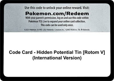 Code Card - Hidden Potential Tin [Rotom V] (International Version)
